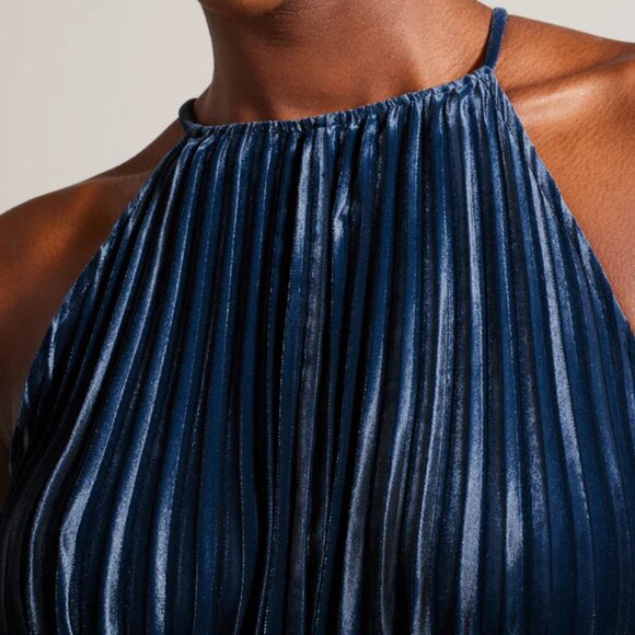 Ted Baker Women's Kassiah Pleated Halter Dress In Navy- Size 4 - Picture 13 of 15